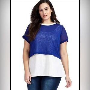 City Chic Layered Mesh Top Size 16 S NEW